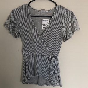 Stripped white&grey Top